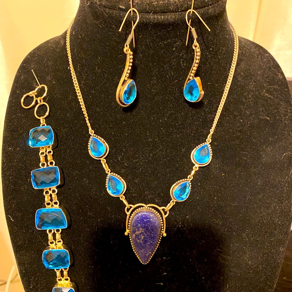Sterling silver necklace,bracelet & earrings set